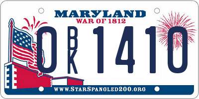 MD license plate 0BK1410