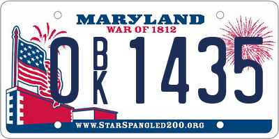 MD license plate 0BK1435