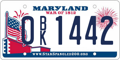 MD license plate 0BK1442