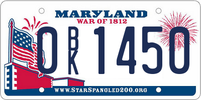 MD license plate 0BK1450