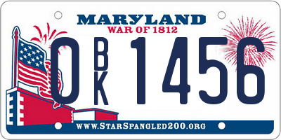 MD license plate 0BK1456