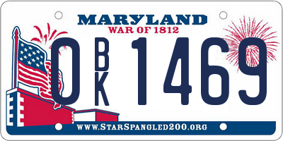 MD license plate 0BK1469