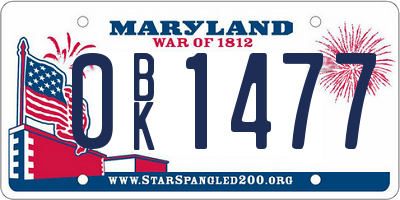 MD license plate 0BK1477