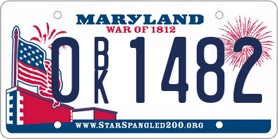 MD license plate 0BK1482