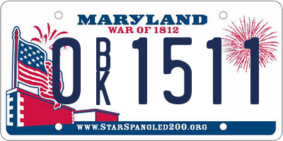 MD license plate 0BK1511