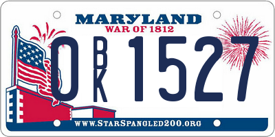 MD license plate 0BK1527