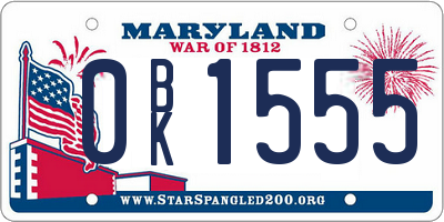 MD license plate 0BK1555