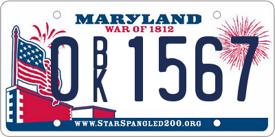 MD license plate 0BK1567