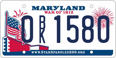 MD license plate 0BK1580