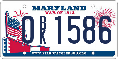 MD license plate 0BK1586