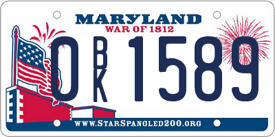 MD license plate 0BK1589