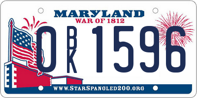 MD license plate 0BK1596