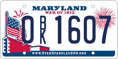 MD license plate 0BK1607