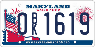 MD license plate 0BK1619