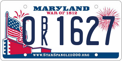 MD license plate 0BK1627