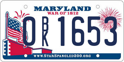 MD license plate 0BK1653
