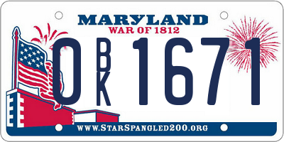 MD license plate 0BK1671