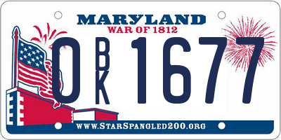 MD license plate 0BK1677