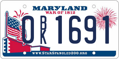 MD license plate 0BK1691