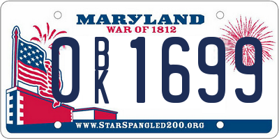 MD license plate 0BK1699