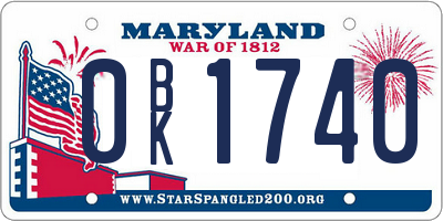 MD license plate 0BK1740