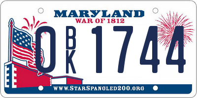 MD license plate 0BK1744