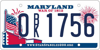 MD license plate 0BK1756