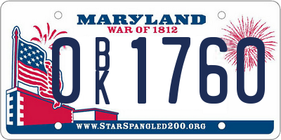 MD license plate 0BK1760