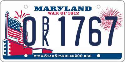 MD license plate 0BK1767
