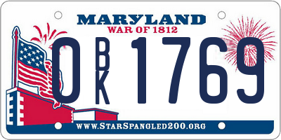 MD license plate 0BK1769