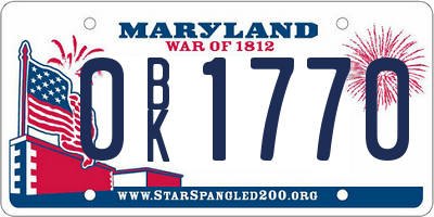 MD license plate 0BK1770