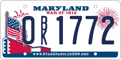 MD license plate 0BK1772