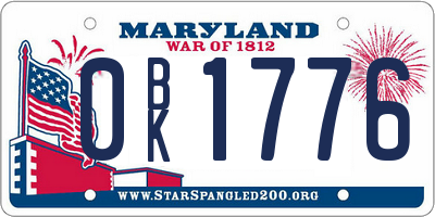 MD license plate 0BK1776
