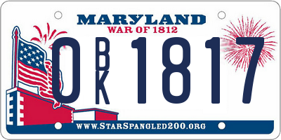 MD license plate 0BK1817