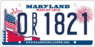 MD license plate 0BK1821