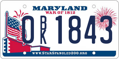 MD license plate 0BK1843