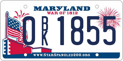 MD license plate 0BK1855