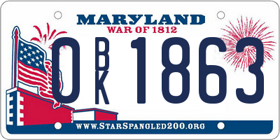 MD license plate 0BK1863