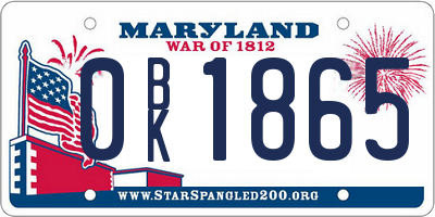 MD license plate 0BK1865