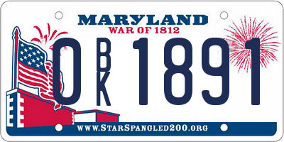 MD license plate 0BK1891