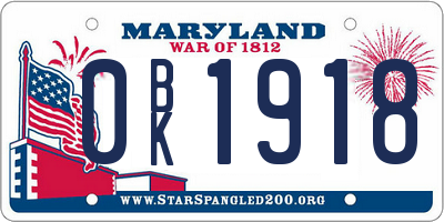 MD license plate 0BK1918
