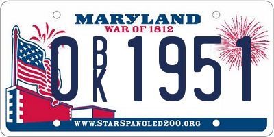 MD license plate 0BK1951