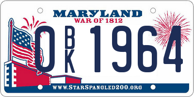 MD license plate 0BK1964