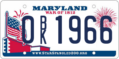 MD license plate 0BK1966