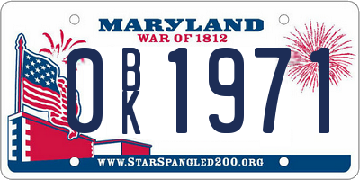 MD license plate 0BK1971