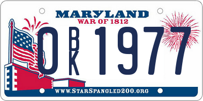MD license plate 0BK1977
