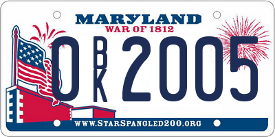 MD license plate 0BK2005