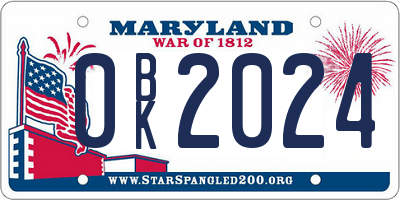 MD license plate 0BK2024