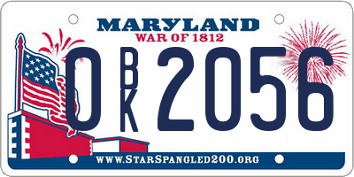 MD license plate 0BK2056