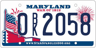 MD license plate 0BK2058